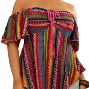 Multicolor Off-Shoulder Women's Blouse 1XL